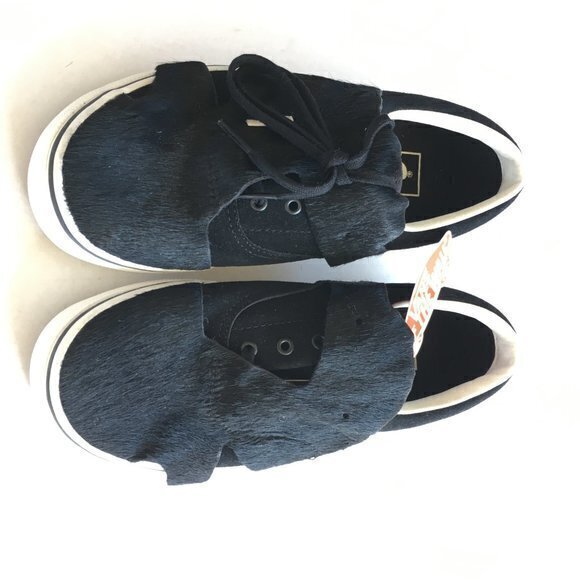 RARE New Vans Old Skool Fur Black Sneakers Low-Top Skate‎ Shoes 721454 M 5 W 6.5
